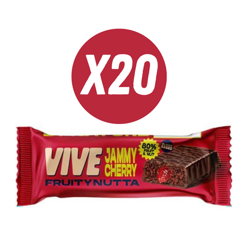 Vive FruityNutta Jammy Cherry Flavour Fruit and Nut Snack bar 35g - Bundle of 20 Multisave (Best Before Date: 24/05/2024)