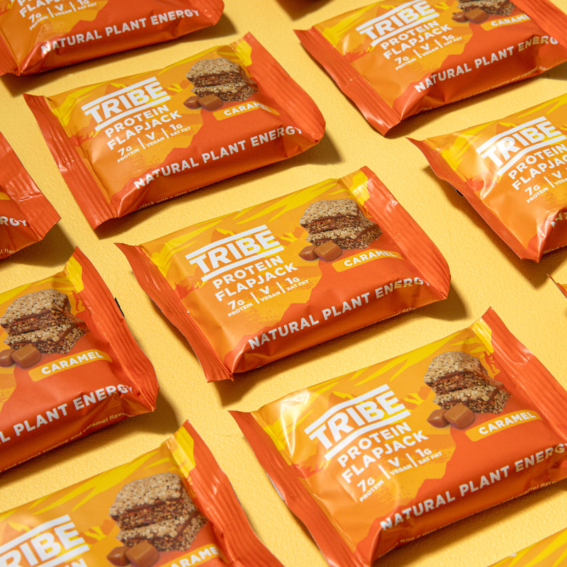 Tribe Caramel Protein Flapjack 38g - Bundle Of 12 Multisave (Best Before Date: 18/05/2024)