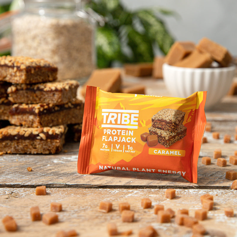 Tribe Caramel Protein Flapjack 38g - Bundle Of 12 Multisave (Best Before Date: 18/05/2024)