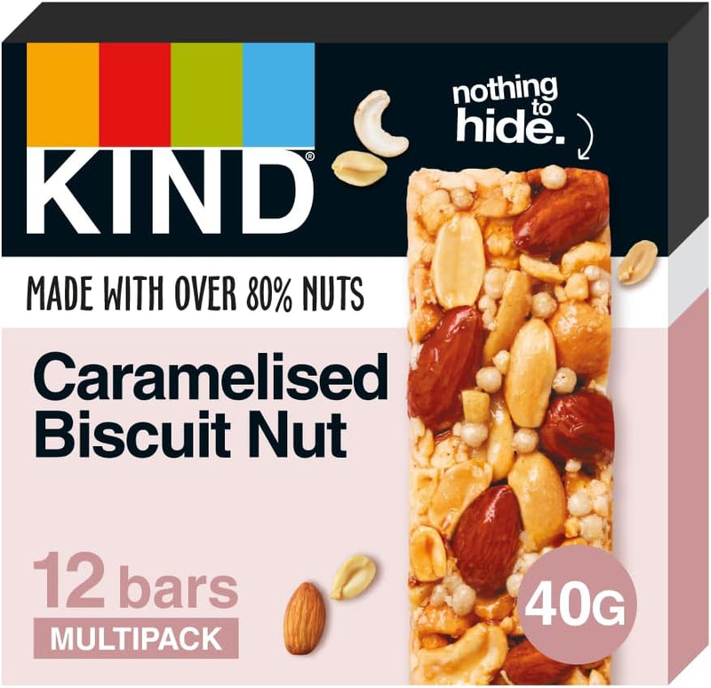 KIND Caramelised Biscuit Nut bar 40g - Case of 12 Multisave (Best Before Date: 11/03/2024)