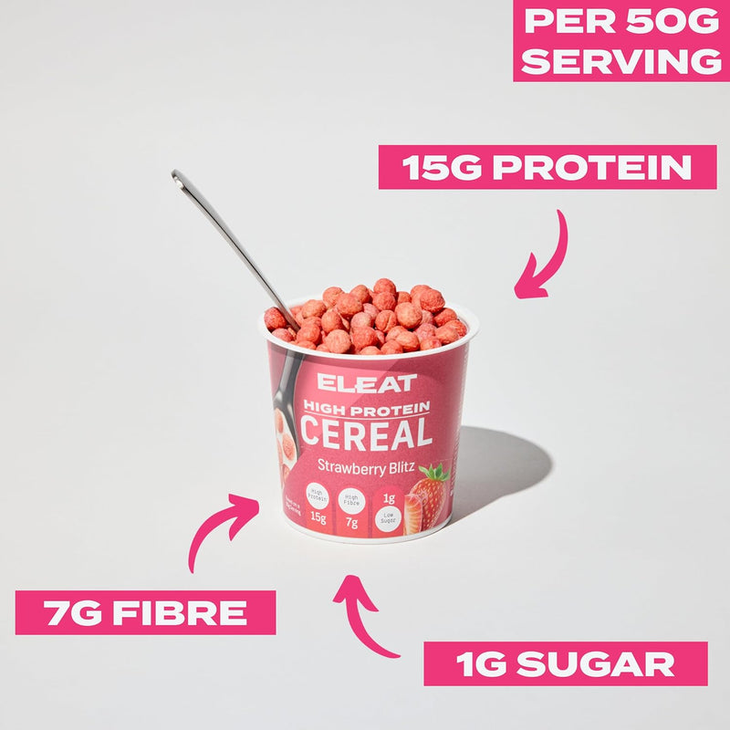 ELEAT Strawberry Flavour High Protein Cereal 50g (Best Before Date: 16/08/2024)