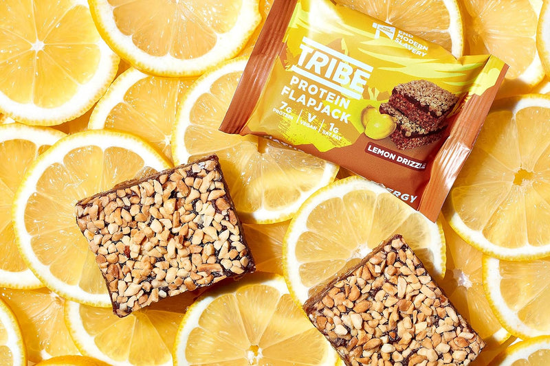 Tribe Lemon Drizzle Protein Flapjack 50g - Case Of 12 Multisave (Best Before Date: 02/05/2024)