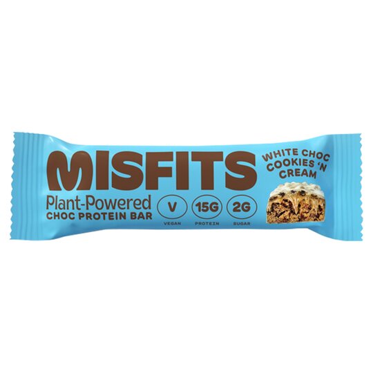 Misfits White Chocolate Cookies And Cream Flavour Protein Bar 45g