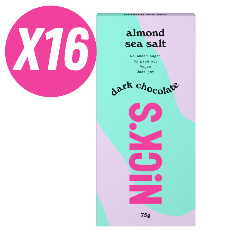 Nicks Almond Sea Salt Flavour Dark Chocolate Bar 75g - Case Of 16 Multisave