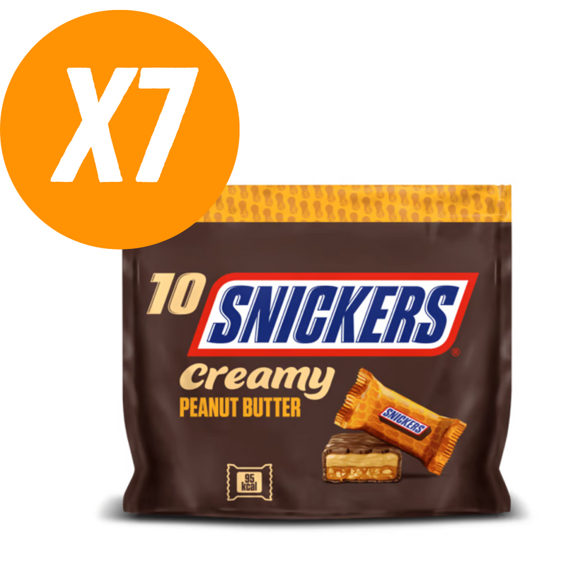 Snickers Creamy Peanut Nut Butter Bitesize Chocolate Bars 182g (10x18.25g Multipack) - Case Of 7 Multisave