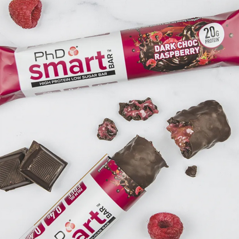 PhD Smart Dark Chocolate Raspberry Flavour Bar 64g