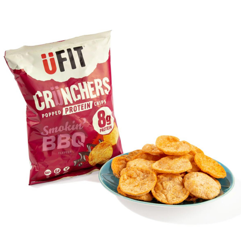 UFIT Crunchers High Protein Popped Chips, Smokehouse BBQ 35g - Case of 11 Multisave (Best Before Date: 04/05/2024)