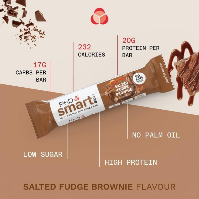 PhD Smart Salted Fudge Brownie Flavour Bar 64g