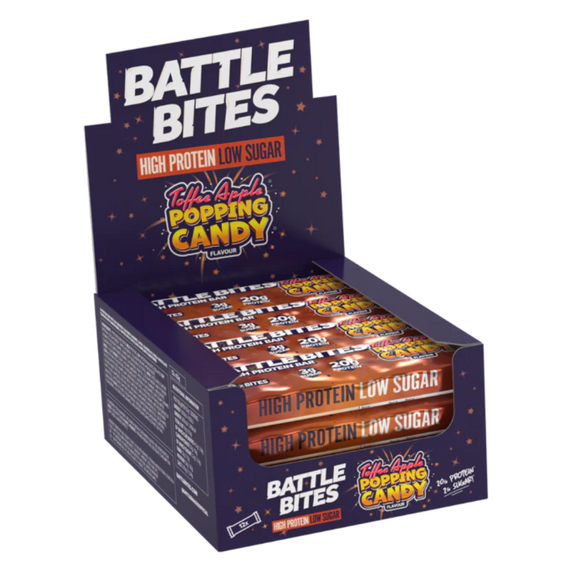 Battle Bites High Protein Toffee Apple Popping Candy Bar 62g - Case of 12 Multisave