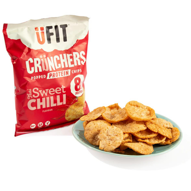UFIT Crunchers High Protein Popped Chips, Thai Sweet Chilli 35g - Case of 11 Multisave (Best Before Date: 13/07/2024)