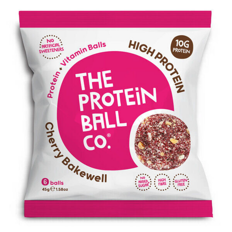 The Protein Ball Co. Cherry Bakewell Flavour Protein Balls 45g - Case of 10 Multisave