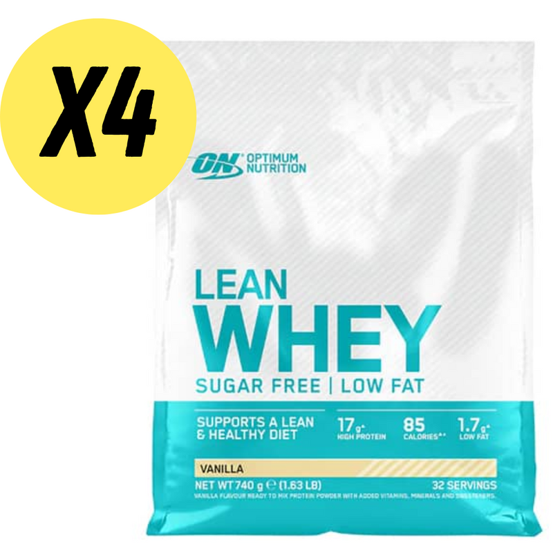 Optimum Nutrition Vanilla Lean Whey Powder 740g - Case of 4 Multisave (Best Before Date: 30/04/2024)
