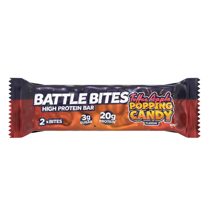Battle Bites High Protein Toffee Apple Popping Candy Bar 62g - Case of 12 Multisave