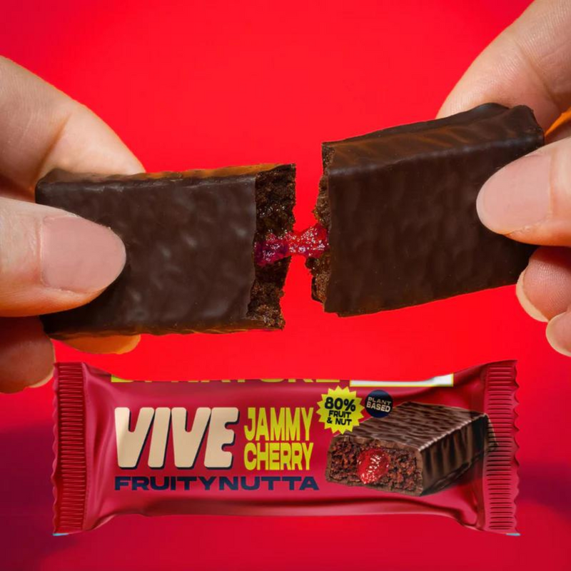 Vive FruityNutta Jammy Cherry Flavour Fruit and Nut Snack bar 35g (Best Before Date: 24/05/2024)