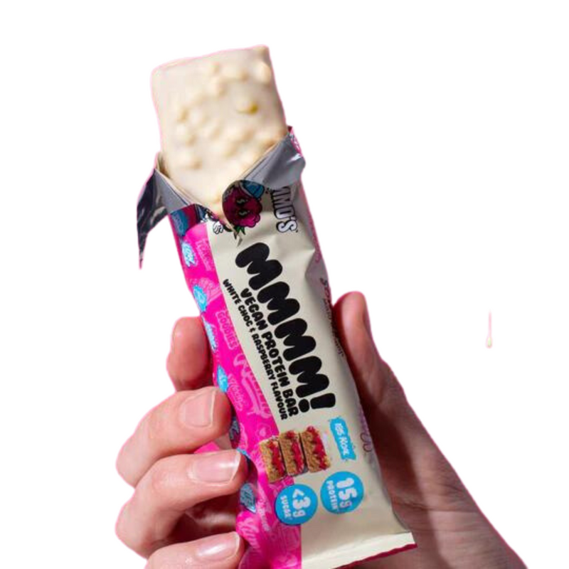 Yummo's White Chocolate and Raspberry Flavour Vegan Protein Bar 55g