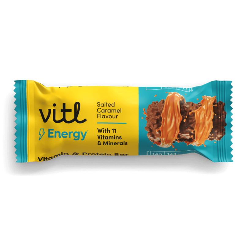 Vitl Salted Caramel flavour Vitamin & Protein Bar 40g - Case Of 15 Multisave (Best Before Date: 06/07/2024)