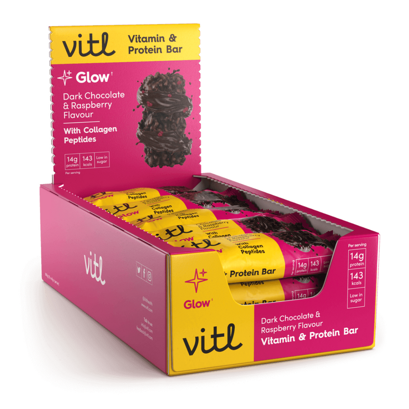 Vitl Dark Chocolate And Raspberry flavour Vitamin & Protein Bar 40g - Case Of 15 Multisave (Best Before Date: 27/04/2024)