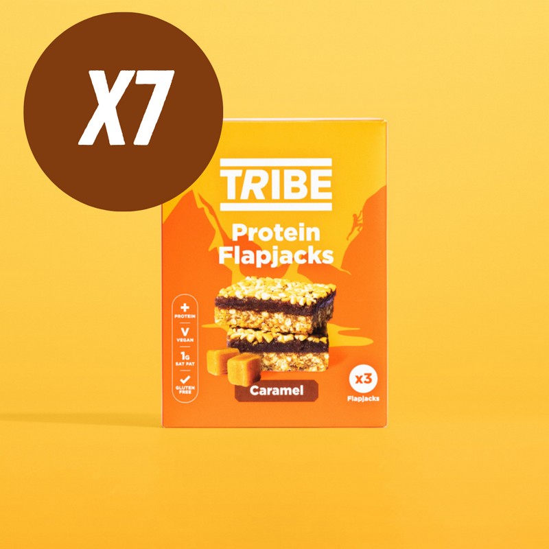 Tribe Caramel Protein Flapjacks (3 x 38g Multipack) - Case of 7 Multisave