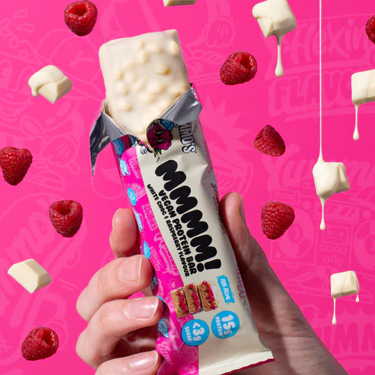 Yummo's White Chocolate and Raspberry Flavour Vegan Protein Bar 55g - Case Of 12 Multisave