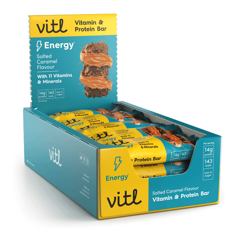Vitl Salted Caramel flavour Vitamin & Protein Bar 40g - Case Of 15 Multisave (Best Before Date: 06/07/2024)