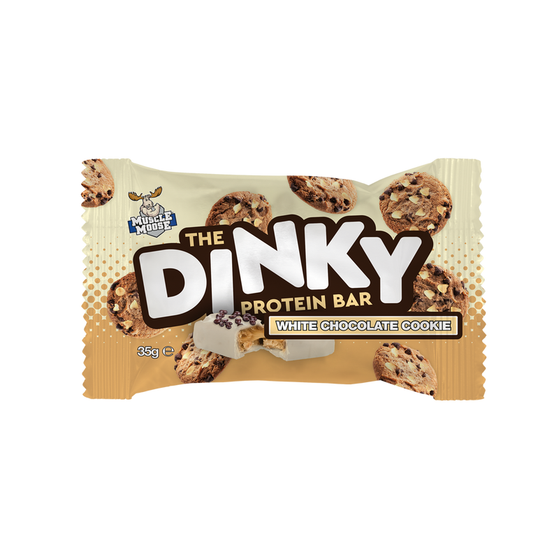 Muscle Moose The Dinky Protein Bar White Chocolate Cookie Flavour Bar 35g - Case of 12 Multisave