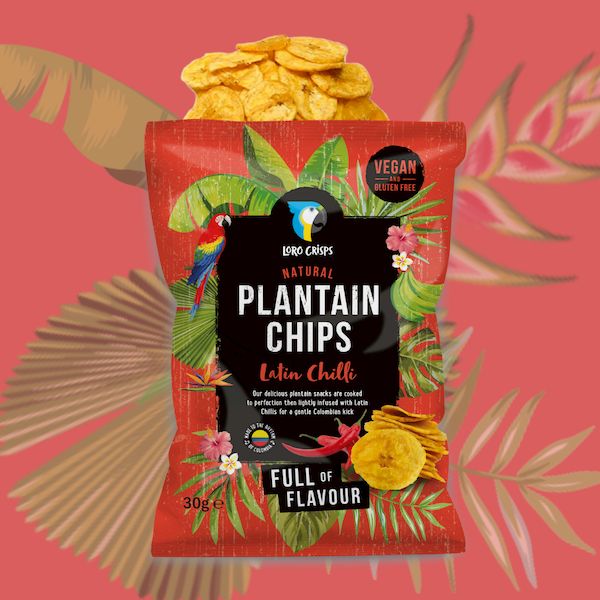 Loro Crisps Natural Plantain Chips, Latin Chilli Flavour 30g (Best Before Date: 19/07/2024)